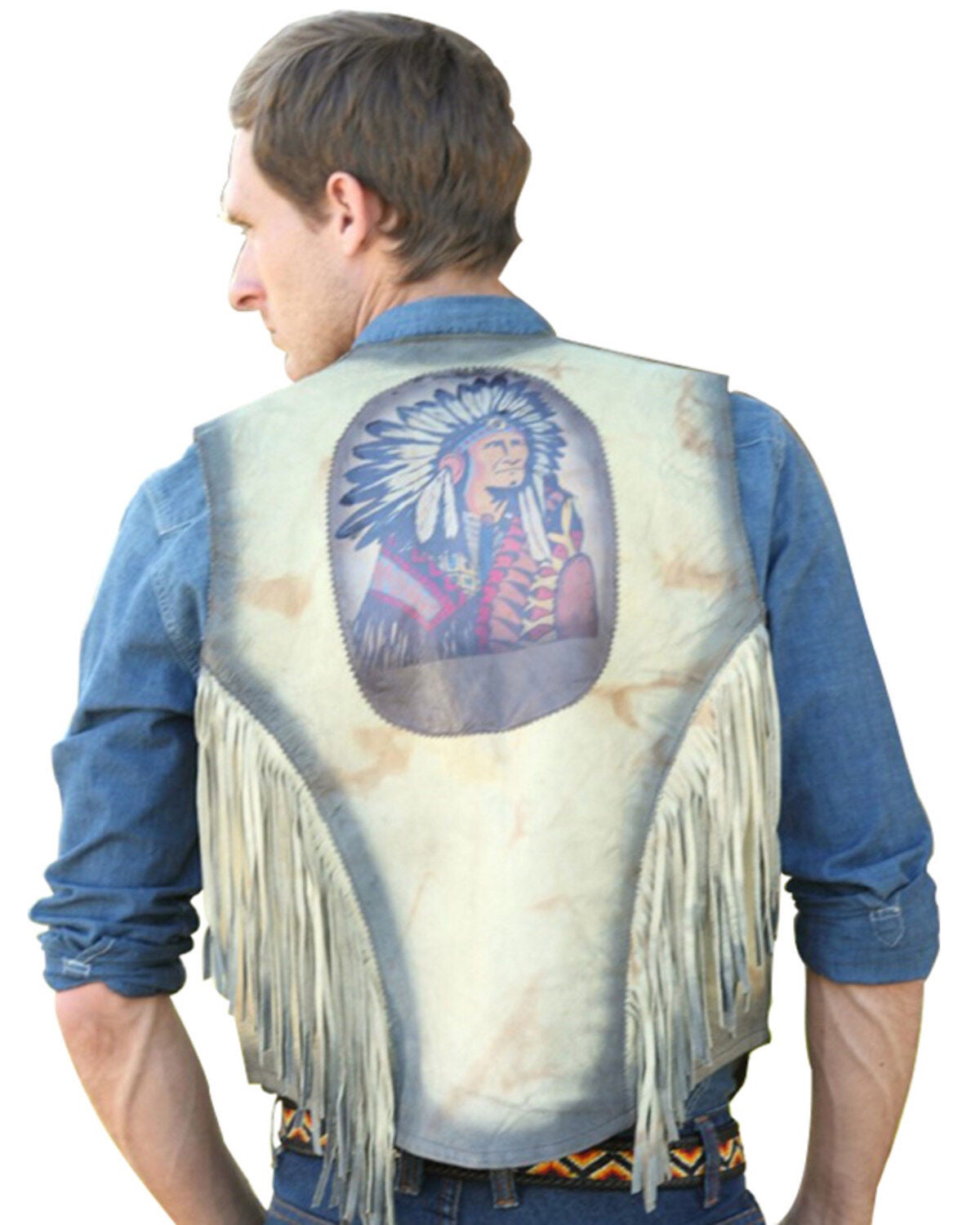 Kobler Leather Men's Indian Vest, Cream, hi-res