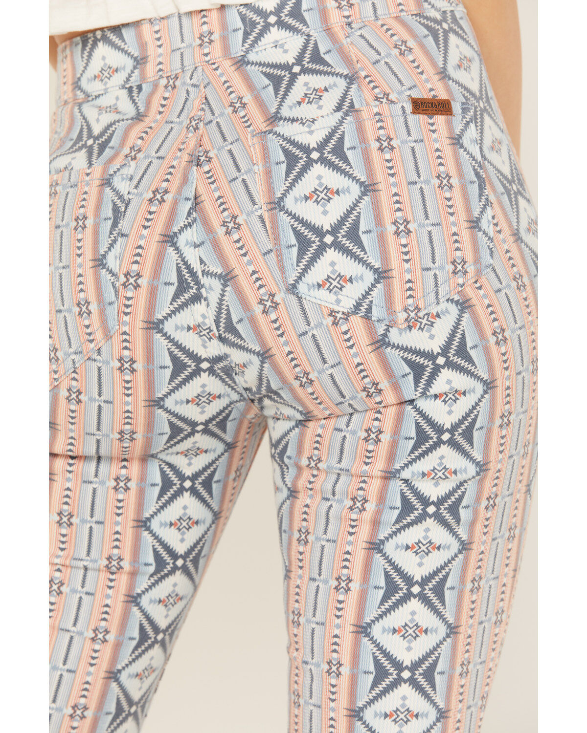 Image #4 - Rock & Roll Denim Women's High Rise Geo Print Bargain Bell Bottom Jeans, , hi-res