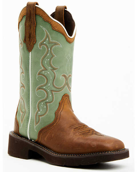 Justin Women's Raya Turquoise Western Boots - Square Toe, Brown, hi-res