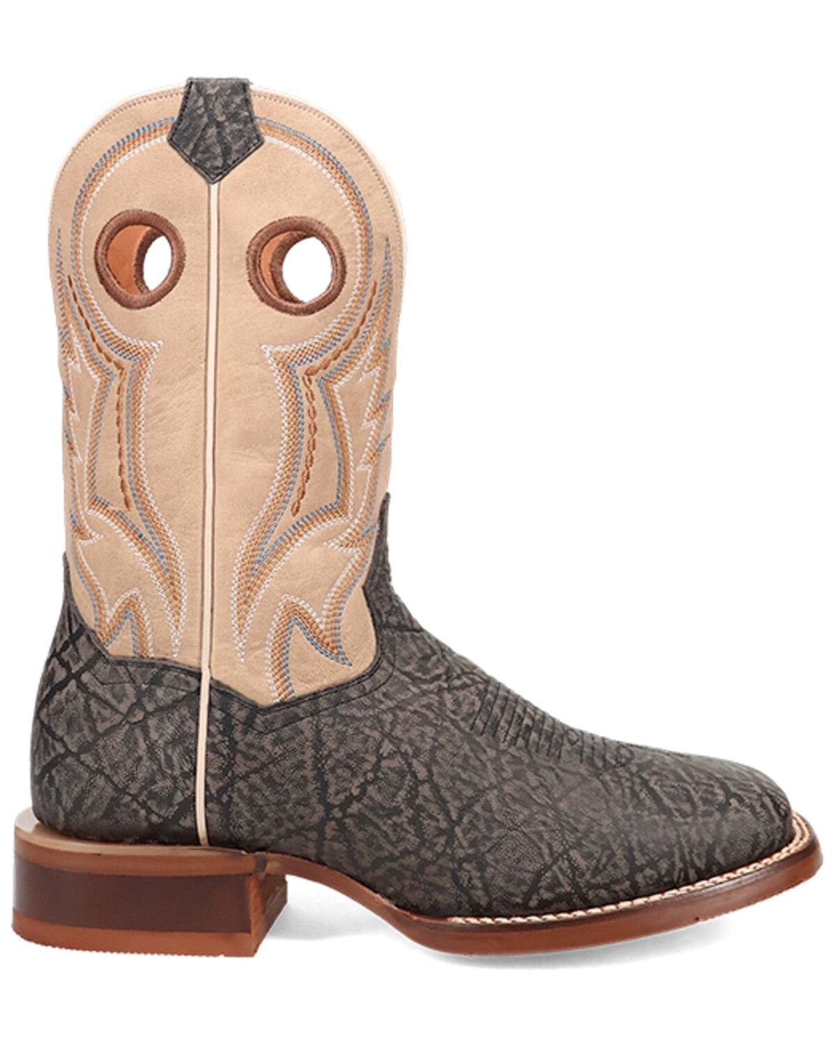 Image #2 - Dan Post Men's Elephant Print Western Boots - Broad Square Toe, Black, hi-res