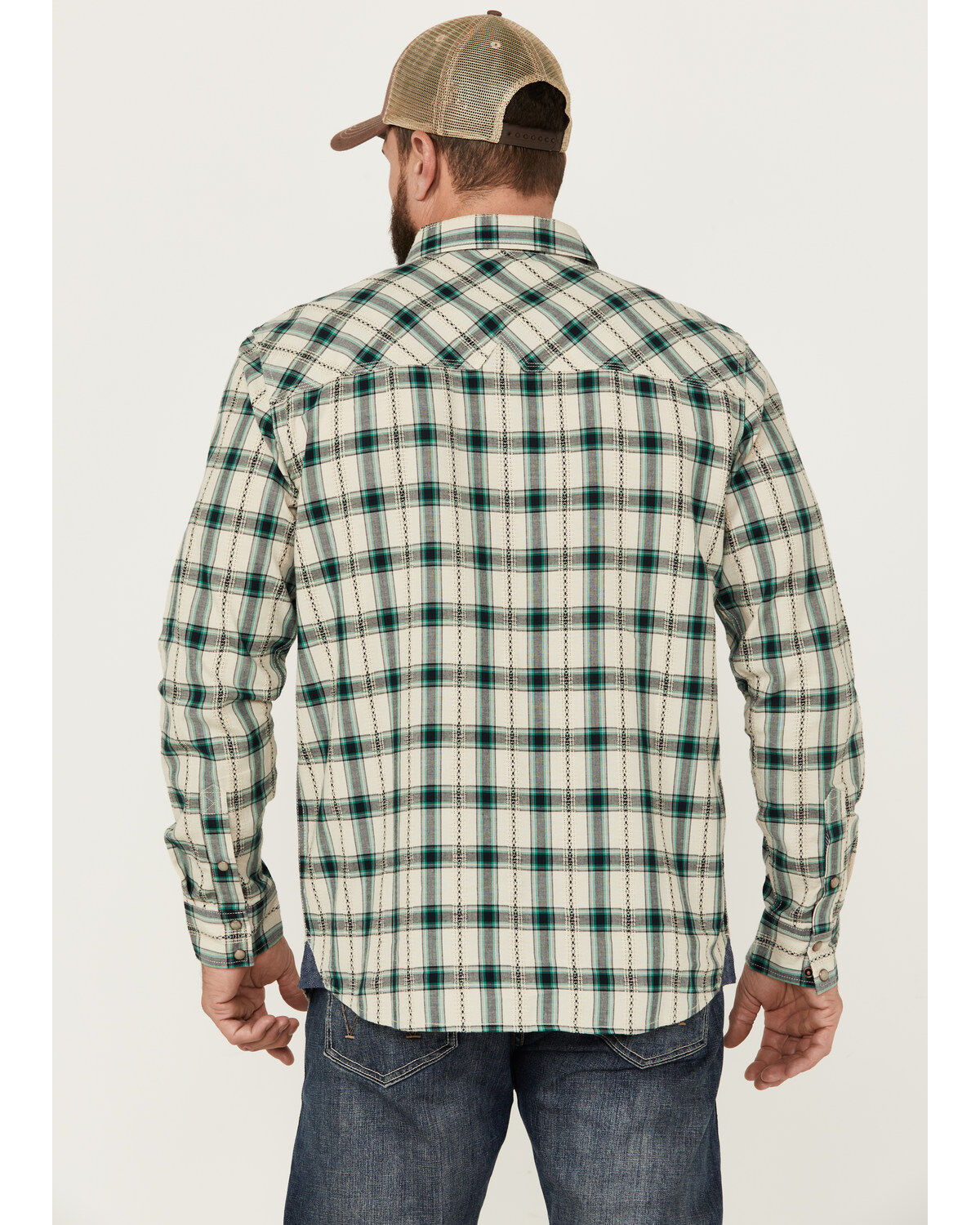 Product Name:  Moonshine Spirit Men's Last Call Dobby Plaid Print Long Sleeve Pearl Snap Western Shirt