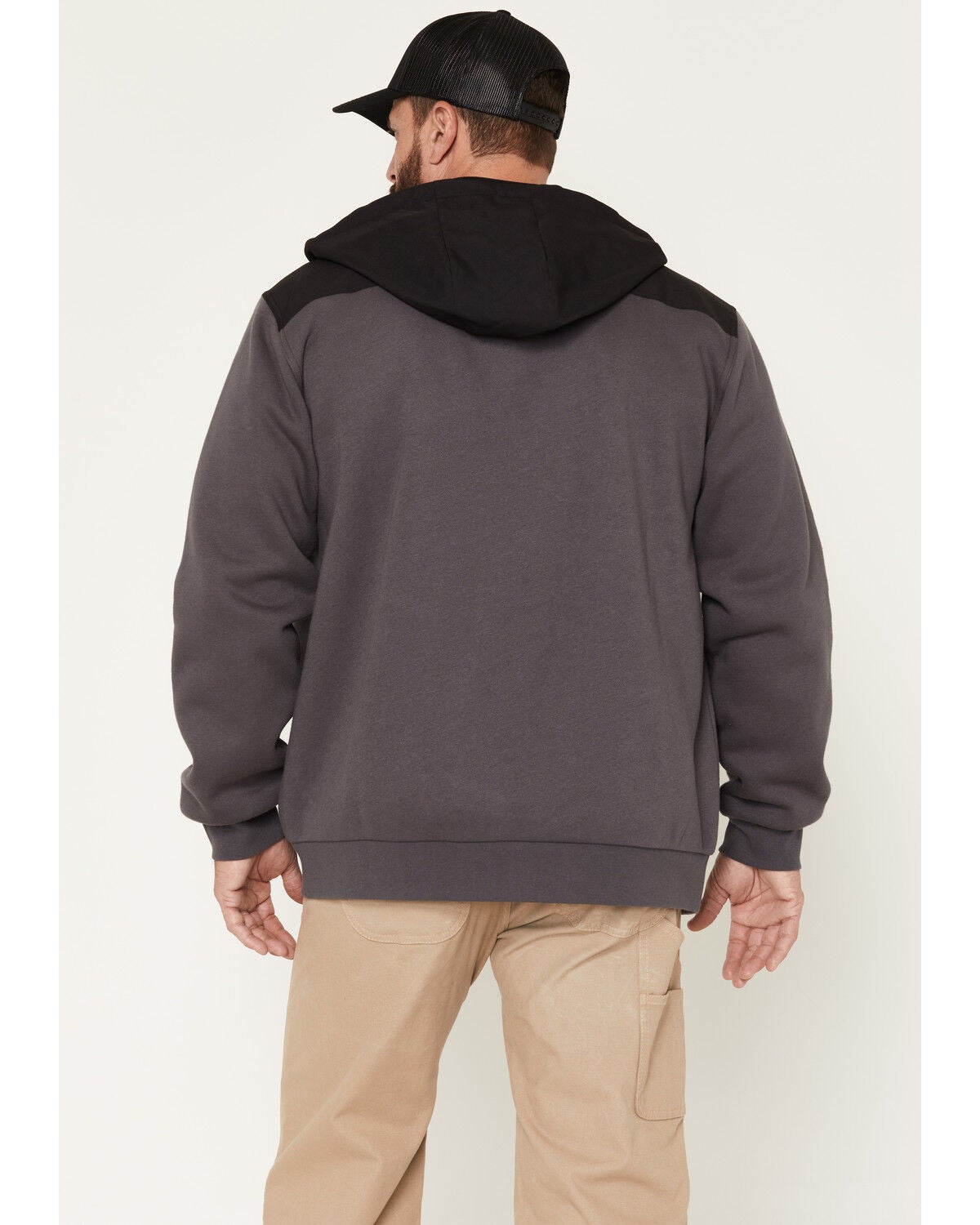 Image #4 - Hawx Men's Hard Face Full Zip Fleece Hooded Sweatshirt, Charcoal, hi-res