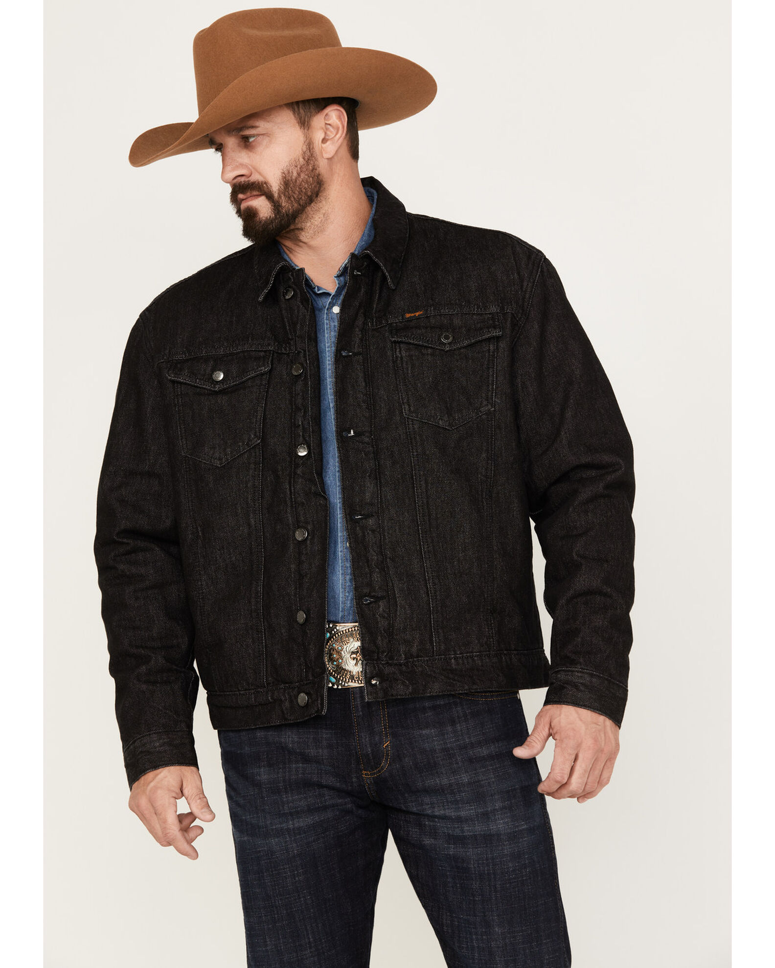 Wrangler Men's Sherpa Lined Button Down Denim Jacket