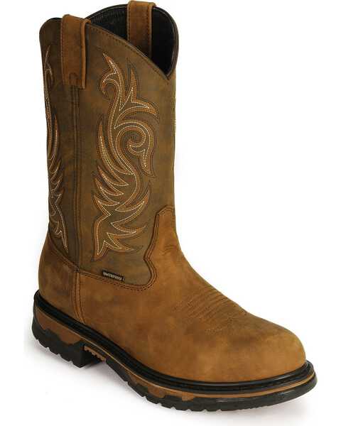 Image #1 - Laredo Men's Sullivan Waterproof Western Work Boots, Tan Distressed, hi-res