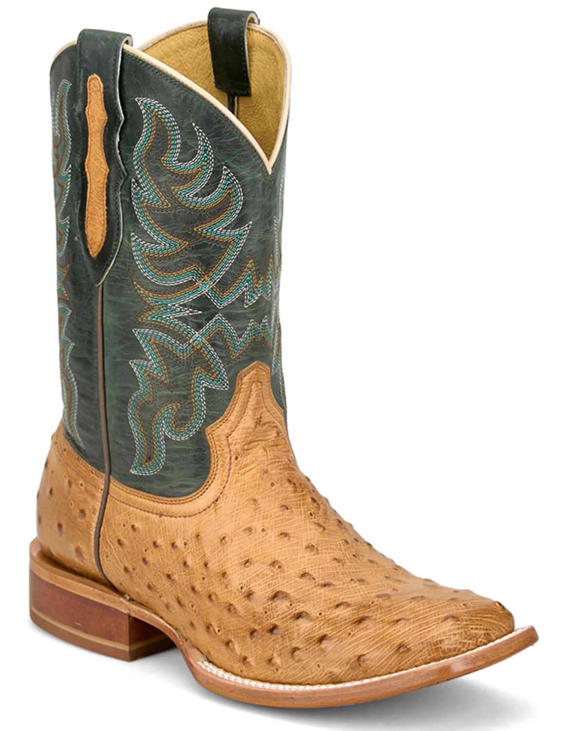 Tony Lama Men's Exotic Full Quill Ostrich Blaine Western Boots - Broad Square Toe, Brown, hi-res