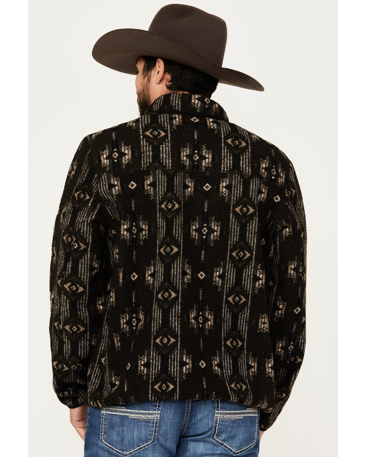 Image #4 - Rock & Roll Denim Men's Southwestern Print Berber Pullover, Charcoal, hi-res