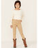 Hayden Girls' Checkered Plaid Print Stretch Pull On Pants , Mustard, hi-res