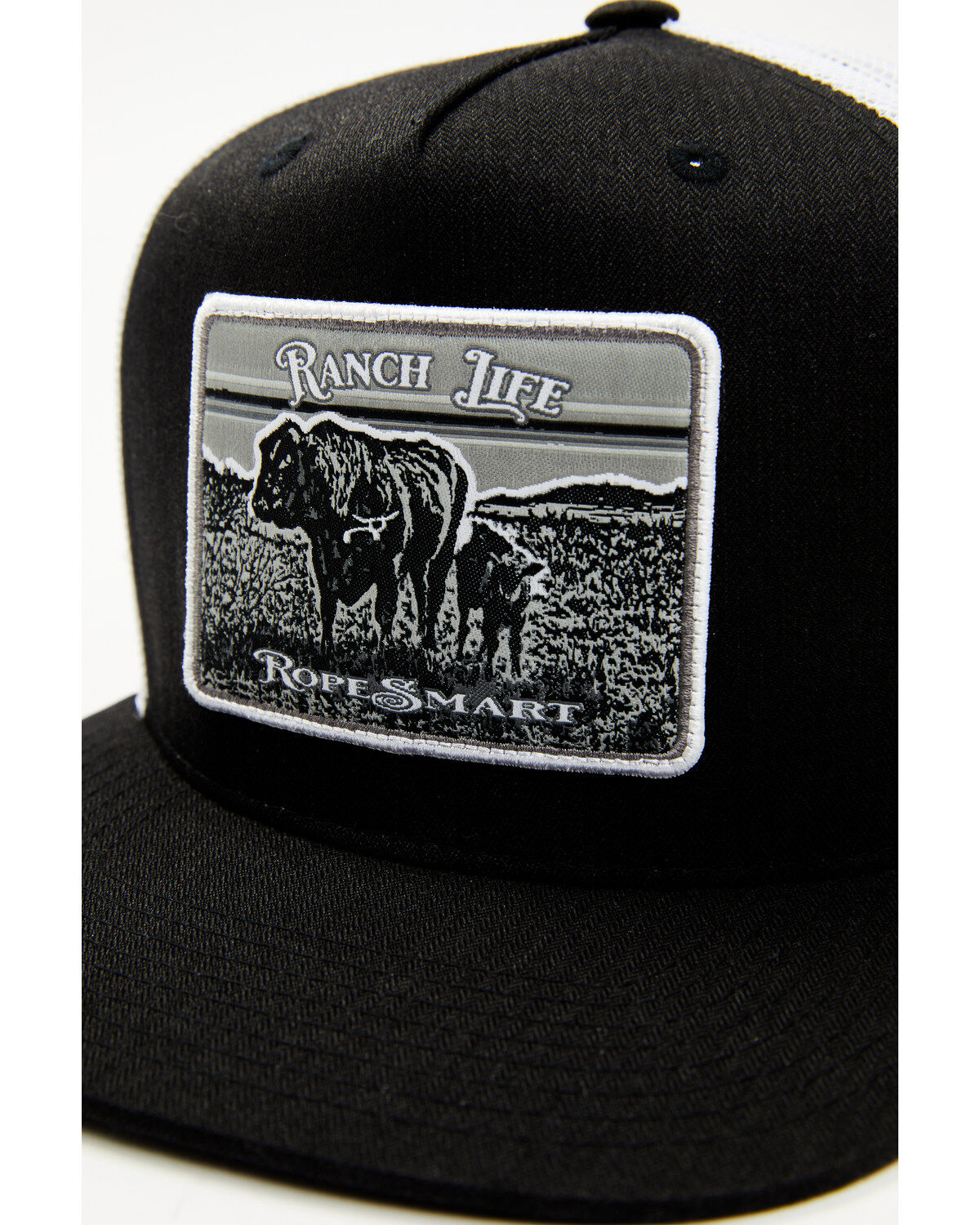 Image #2 - RopeSmart Men's Monochrome Ranch Life Trucker Cap, Black, hi-res