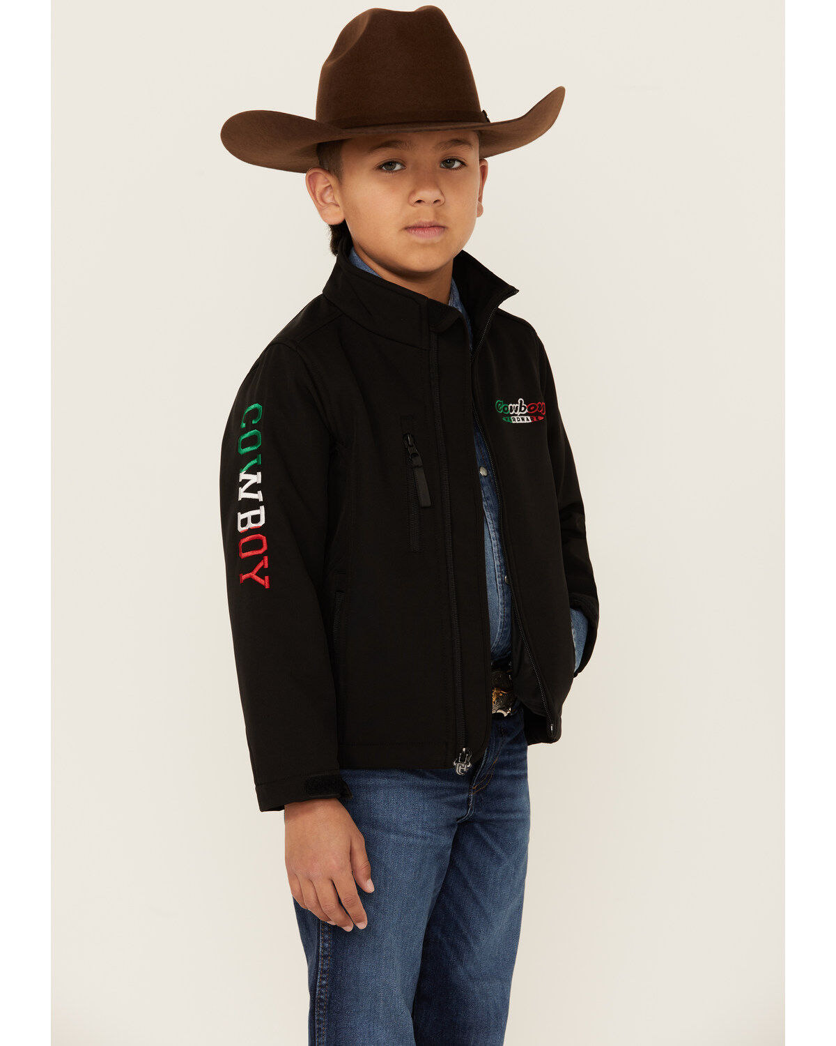 Image #2 - Cowboy Hardware Boys' Hecho en Mexico Jacket, Black, hi-res