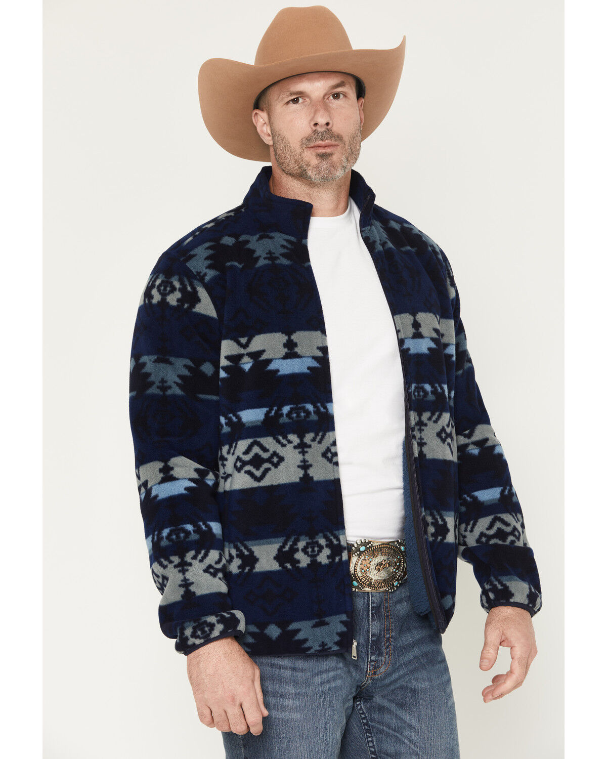 Image #1 - Cody James Men's Barrens Southwestern Print Zip-Up Jacket, Blue, hi-res