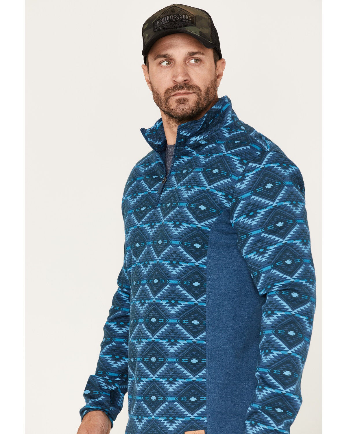 Image #2 - Powder River Outfitters Men's Southwestern Print Quarter-Zip Pullover, , hi-res