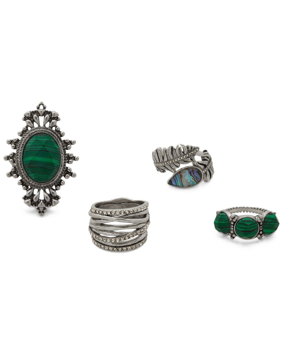 Image #1 - Lainey Wilson Women's Multi Ring Set - 4 Piece, Silver, hi-res