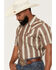 Image #2 - Cody James Men's Gopher Striped Print Short Sleeve Snap Western Shirt, Brown, hi-res