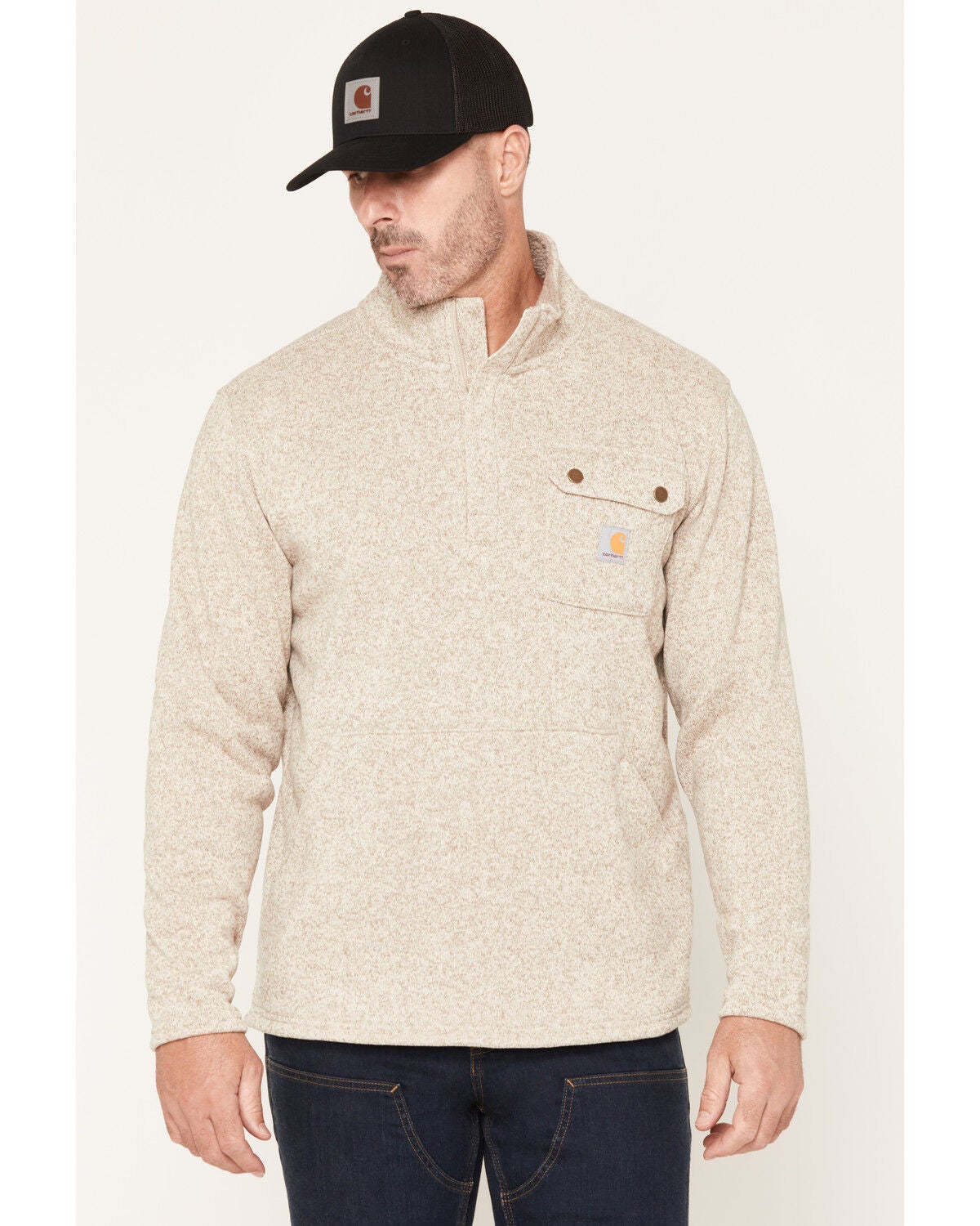 Image #1 - Carhartt Men's Wayland 1/4 Zip Sweater, Oatmeal, hi-res