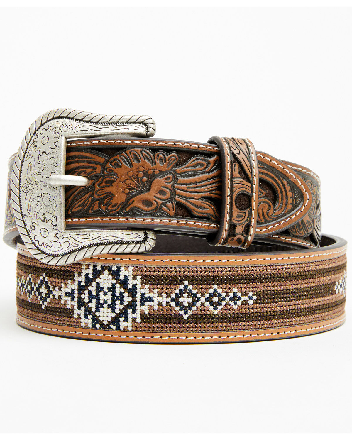 Product Name:  Cody James Men's Austin Southwestern Print Embroidered and Tooled Belt