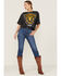 Wrangler Women's Yellowstone Steer Head Graphic Crop Tee, Black, hi-res