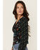 Image #2 - Rock & Roll Denim Women's Floral Print Long Sleeve Shirt, Black, hi-res