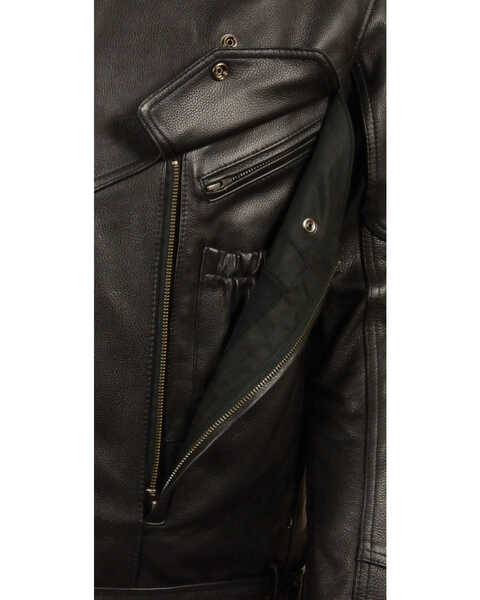 Image #4 - Milwaukee Leather Men's Side Set Belt Utility Pocket Motorcycle Jacket - 4X, Black, hi-res