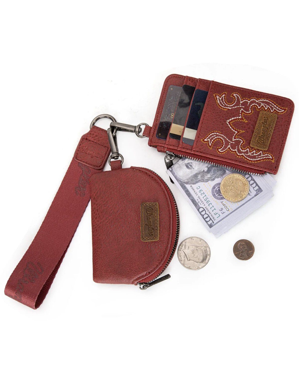 Image #3 - Wrangler Women's Jessie Embroidered Wristlet, Red, hi-res