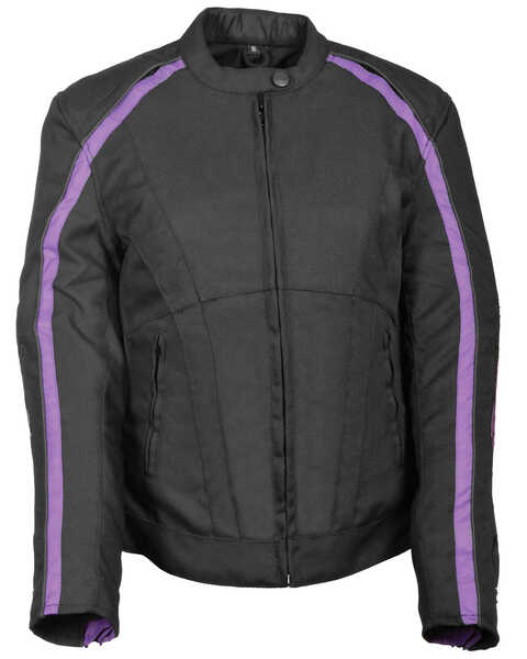 Milwaukee Leather Women's Textile Jacket with Stud & Wings Detailing - 5X, Black/purple, hi-res