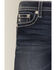 Image #4 - Miss Me Women's Dark Wash Floral Pocket 32" Bootcut Stretch Denim Jeans, Dark Wash, hi-res