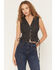 Image #1 - Saints & Hearts Women's Side Tie Button-Down Denim Vest, Black, hi-res