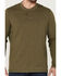Brothers & Sons Men's Solid Heather Slub Long Sleeve Henley Shirt , Olive, hi-res
