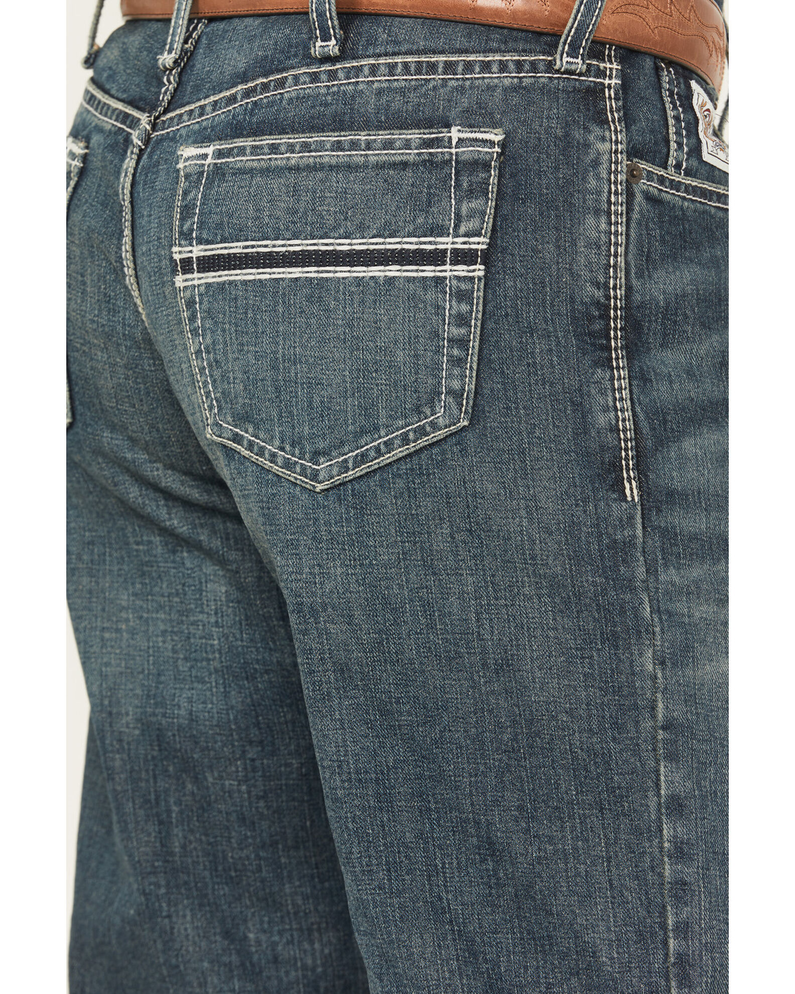 Image #4 - Cinch White Label Relaxed Fit Mid Rise Jeans Dark Stonewash, Indigo, hi-res