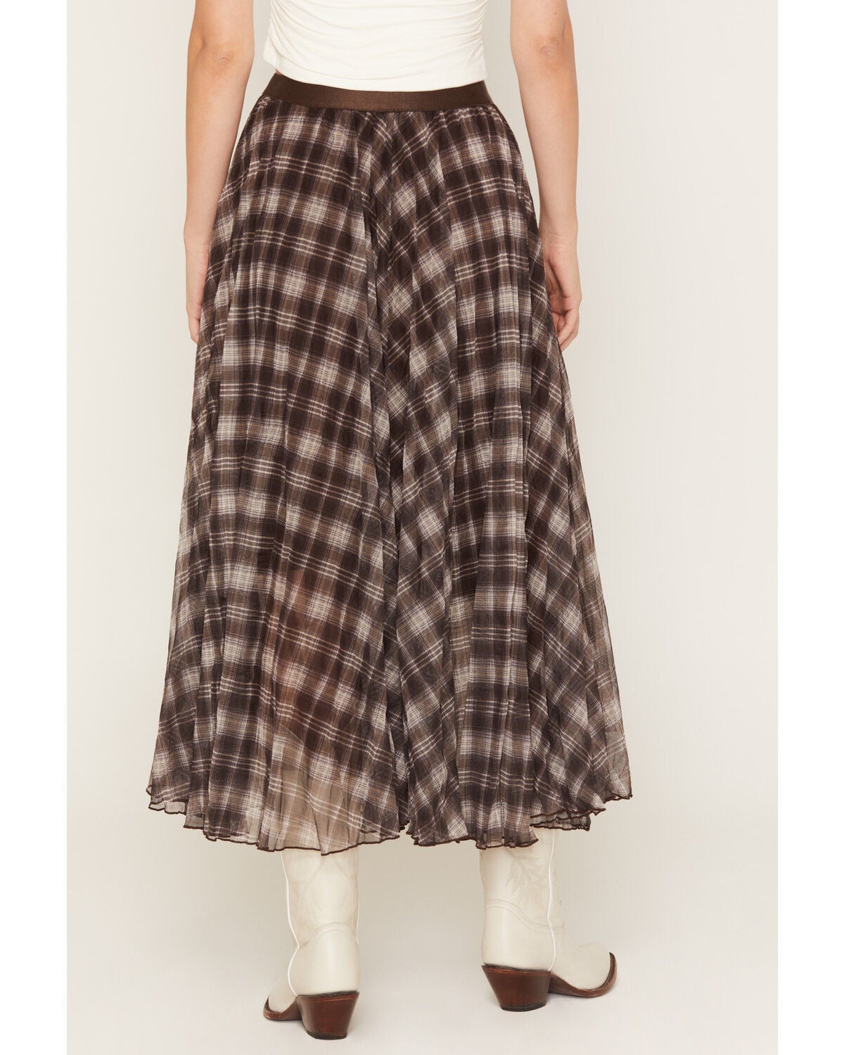 Image #4 - Lili Sidonio Women's Plaid Print Midi Skirt, Chocolate, hi-res