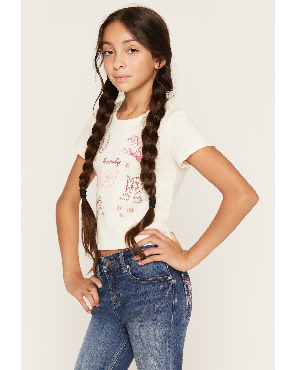 Image #2 - Buttercup Girls' Embellished Icon Short Sleeve Graphic Tee, Natural, hi-res