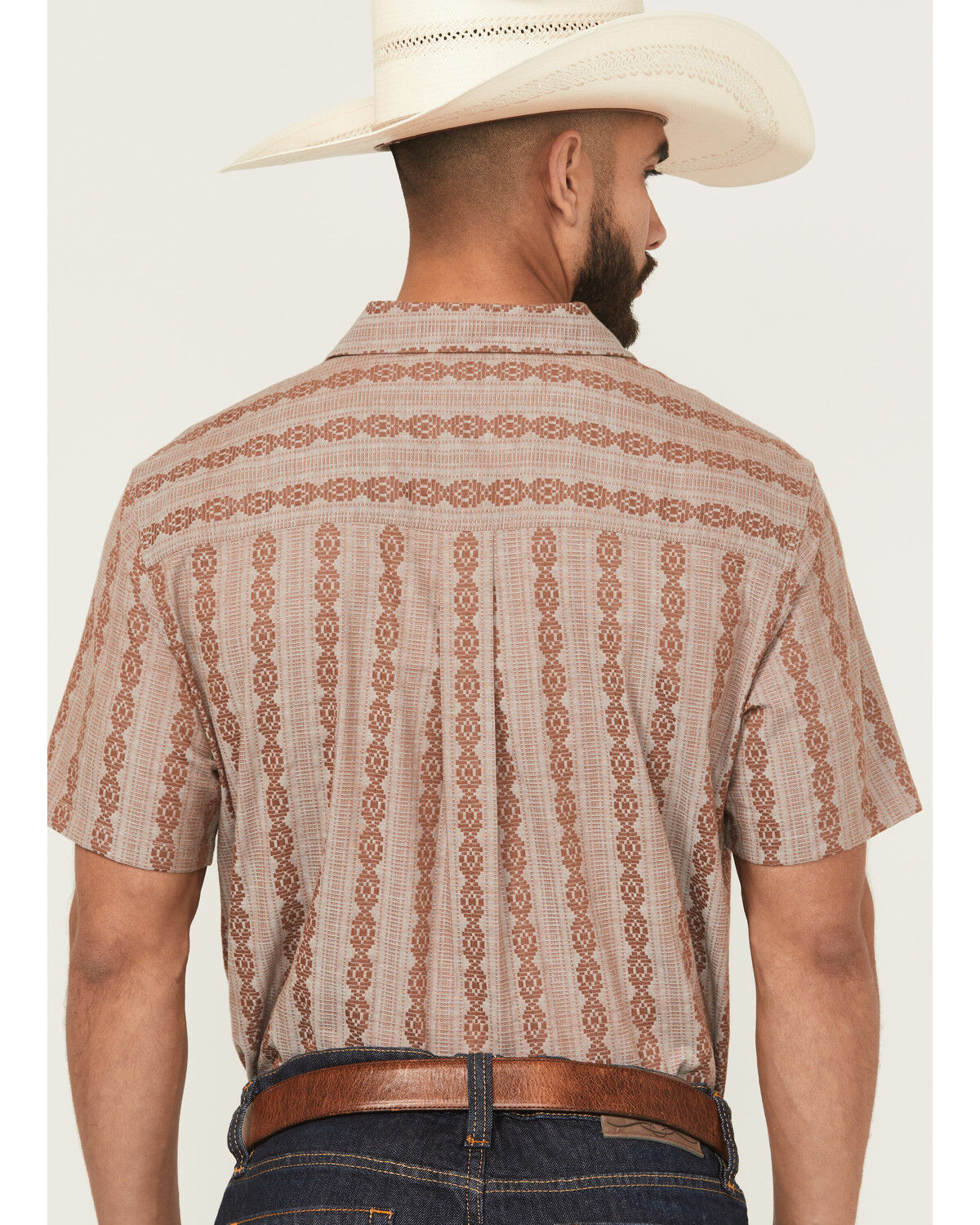 Image #4 - Cody James Men's Delaware Striped Short Sleeve Button-Down Stretch Western Shirt, Brown, hi-res