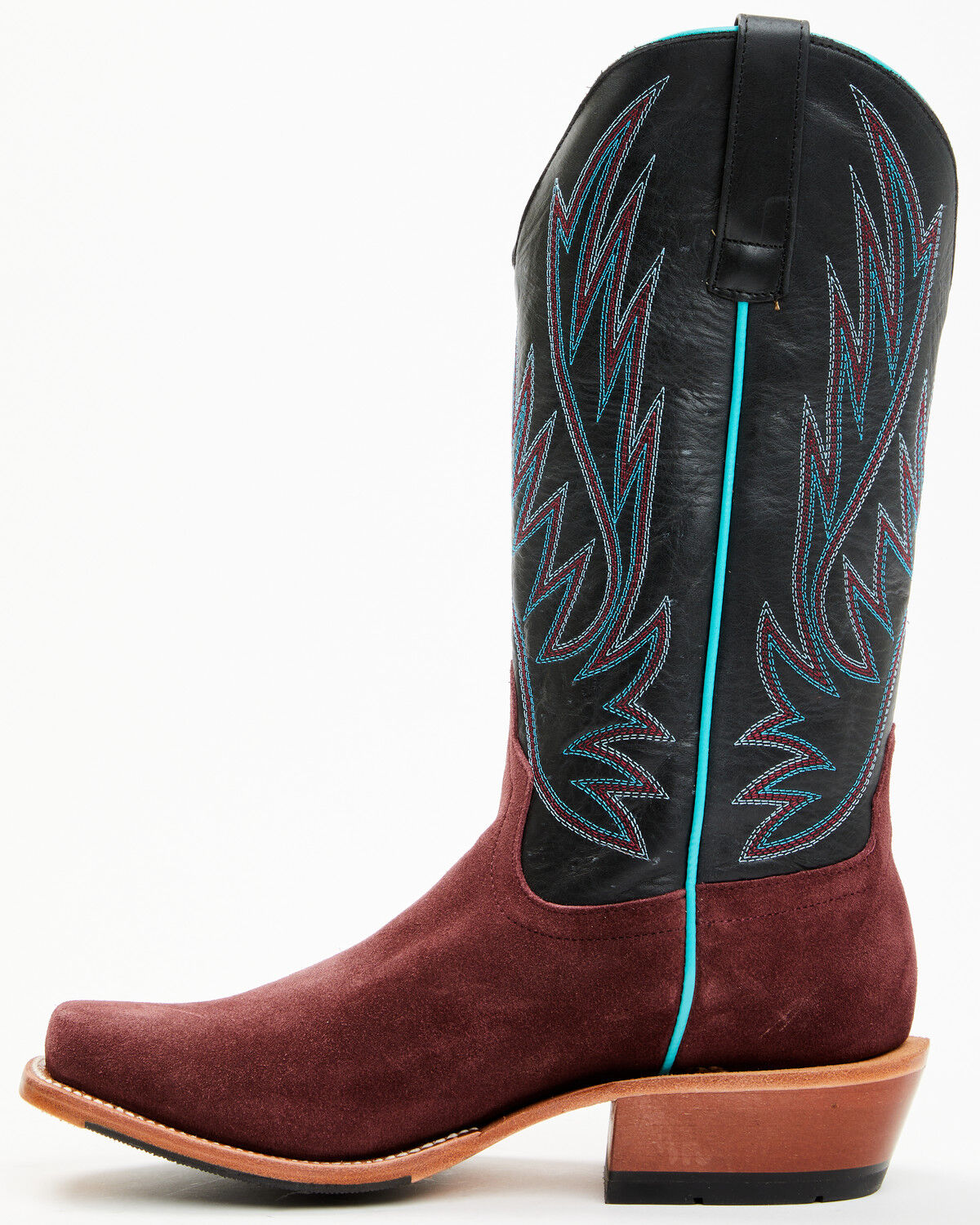 Image #3 - Horse Power Men's Suede Western Boots - Square Toe, Burgundy, hi-res