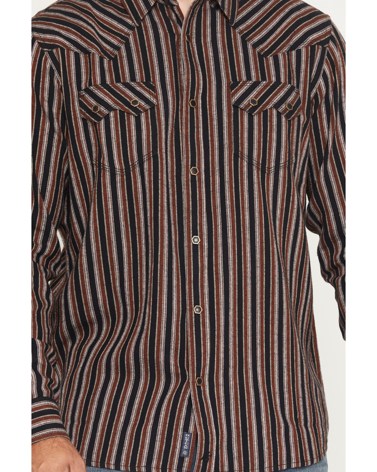 Image #3 - Moonshine Spirit&reg; Men's Timberwolf Striped Long Sleeve Snap Flannel Shirt, Black, hi-res