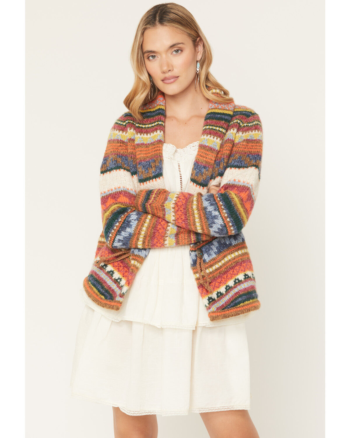 Cotton & Rye Women's Striped Cardigan, Multi, hi-res