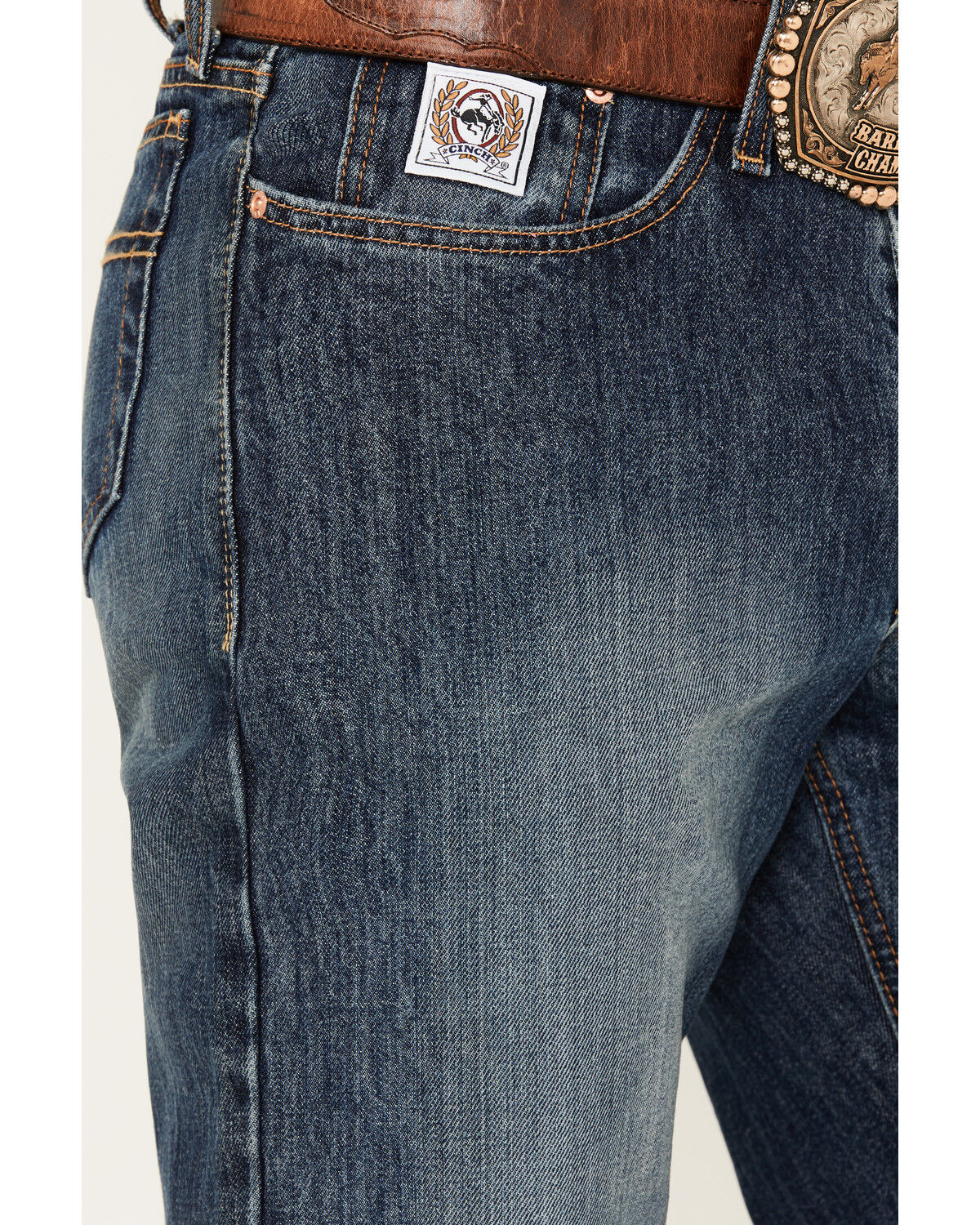 Image #2 - Cinch Men's White Label Relaxed Fit Denim Jeans Dark Stonewash Denim Jeans, No Color, hi-res