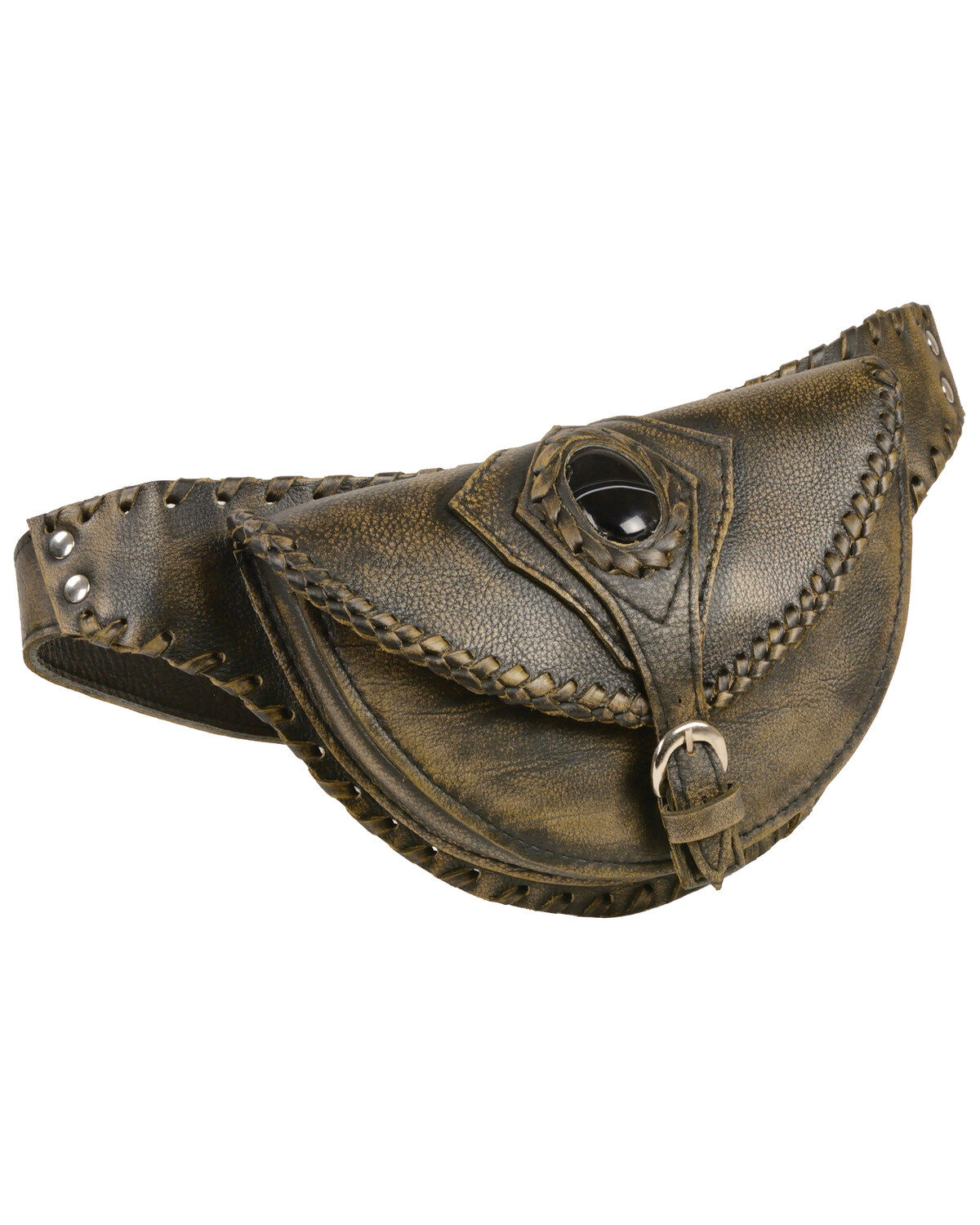 Image #1 - Milwaukee Leather Women's Stone Inlay & Gun Holster Braided Leather Hip Bag, , hi-res