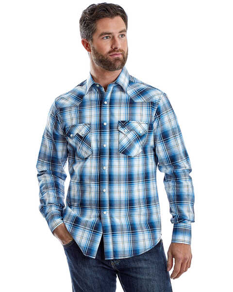 Image #1 - Wrangler Retro Men's Multi Plaid Long Sleeve Western Shirt , , hi-res