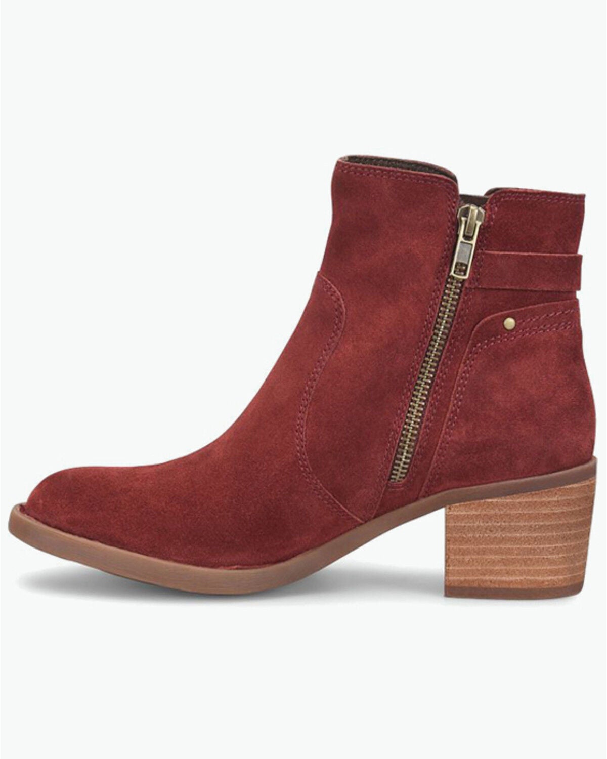 Image #3 - Born Women's Reis Western Booties - Round Toe, Dark Red, hi-res