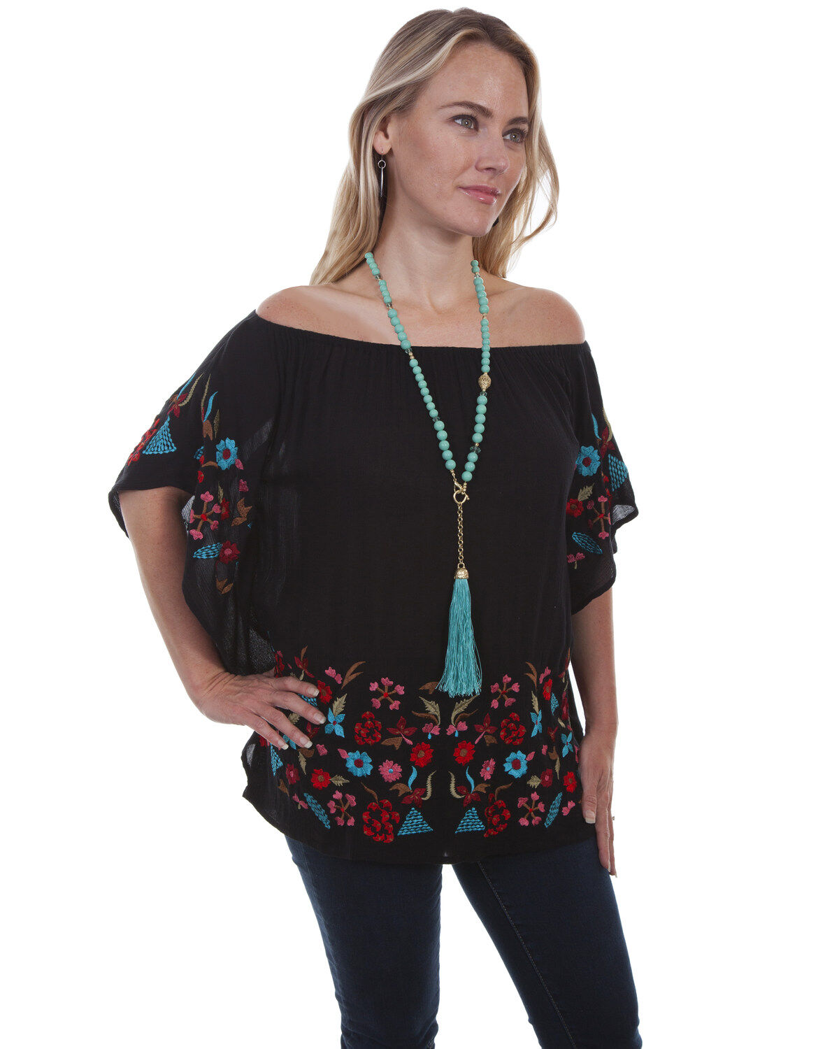 Image #1 - Honey Creek by Scully Women's Embroidered Cold Shoulder Blouse  , , hi-res