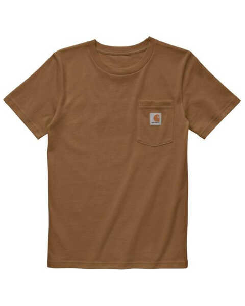 Carhartt Boys' Short Sleeve Pocket T-Shirt, Brown, hi-res