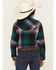 Wrangler Girls' Plaid Print Long Sleeve Snap Western Shirt, Teal, hi-res