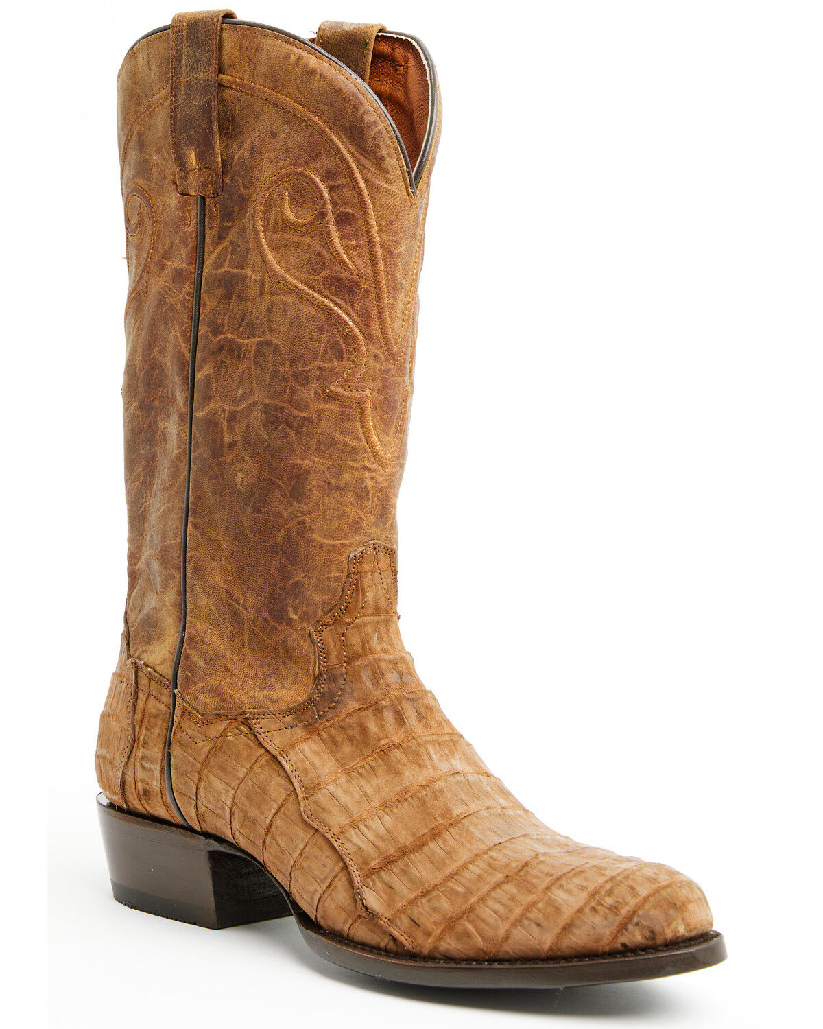 Image #1 - Dan Post Men's Exotic Caiman Makara Tall Western Boots - Round Toe, Brown, hi-res