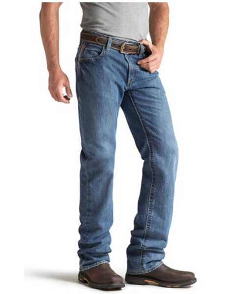 Ariat Men's FR M3 Medium Wash Loose Basic Stackable Straight Leg Jean - Big, Grey, hi-res