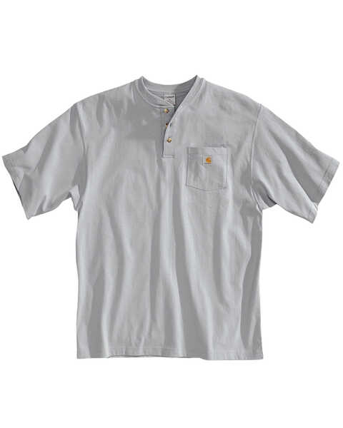 Carhartt Men's Solid Short Sleeve Henley Work Shirt, Grey, hi-res