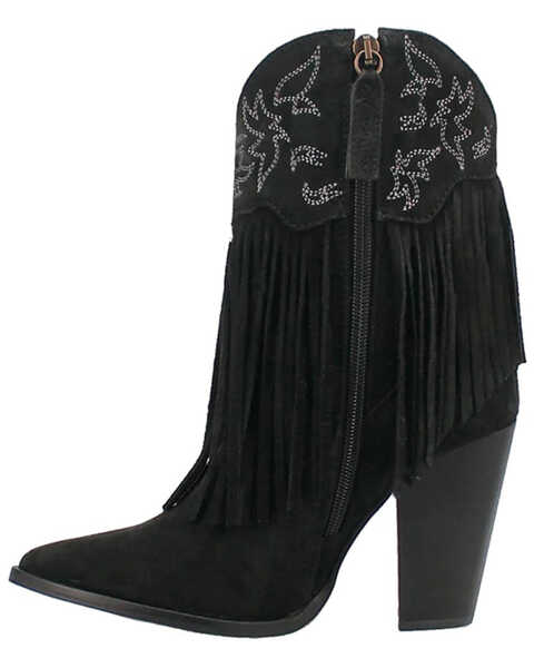Image #3 - Dingo Women's Crazy Train Leather Booties - Pointed Toe , Black, hi-res