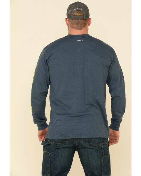 Image #2 - Carhartt Men's M-FR Midweight Signature Logo Long Sleeve Work Shirt - Big , Dark Blue, hi-res