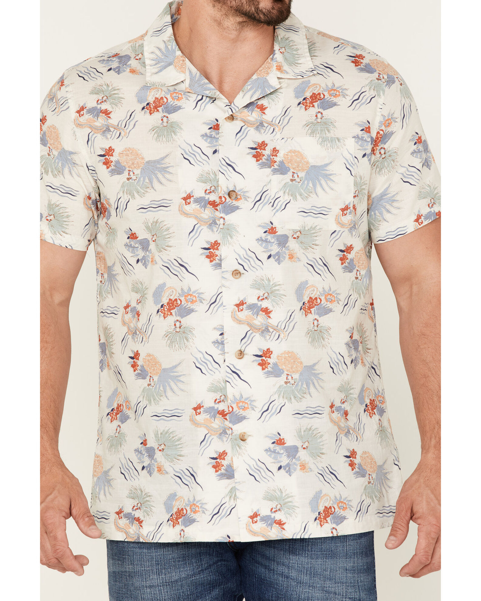 Image #3 - Pendleton Men's Hula Girl Tropical Print Short Sleeve Button-Down Western Shirt, White, hi-res