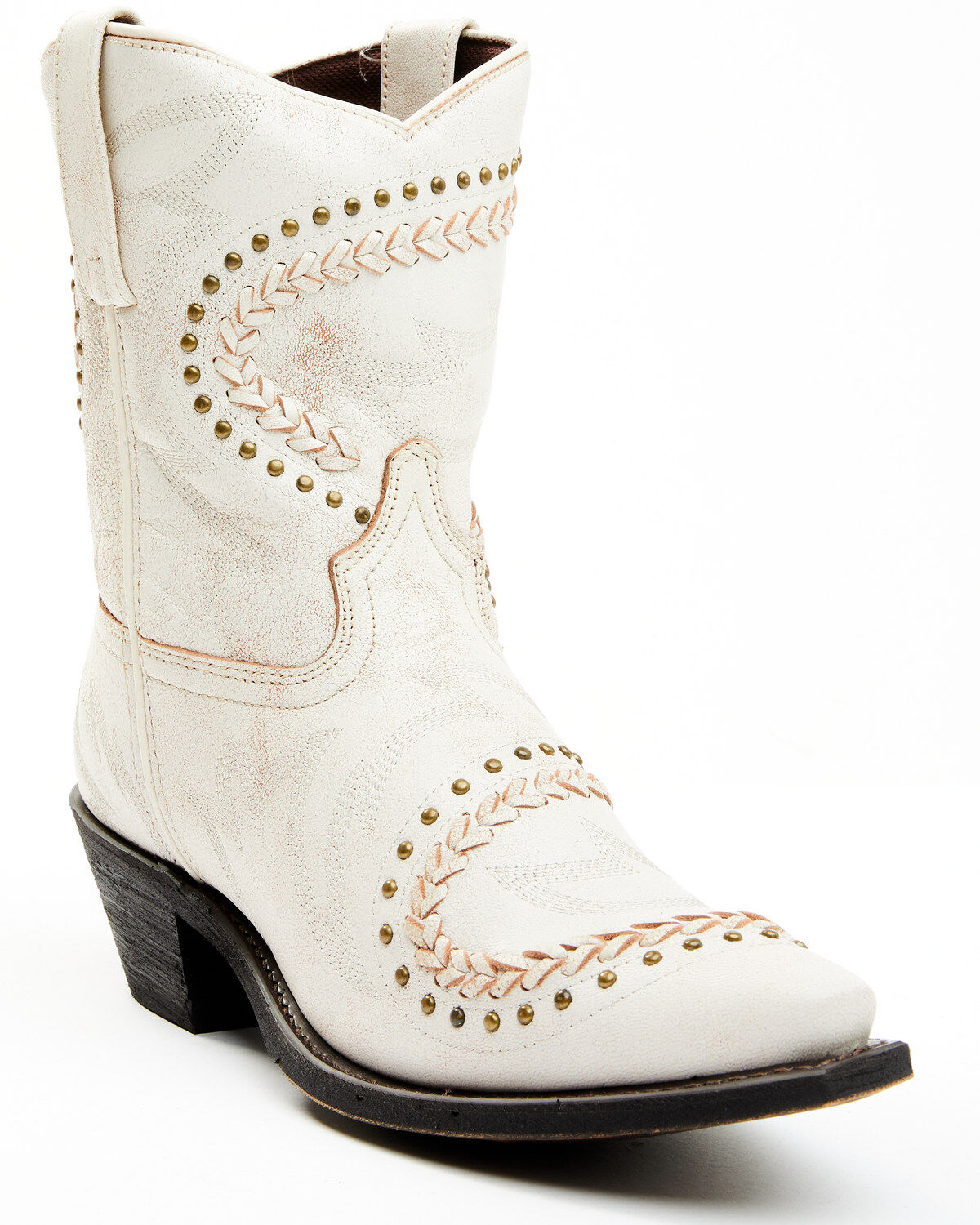 Image #1 - Laredo Women's Bone Embellished Booties - Snip Toe, Off White, hi-res
