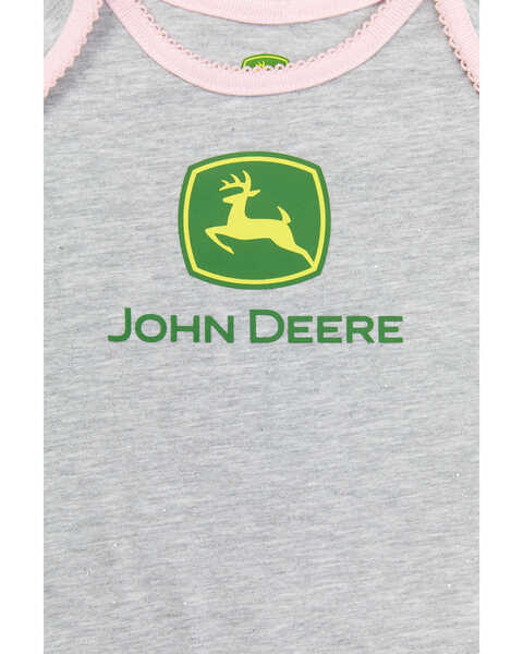 John Deere Infant Girls' Logo Short Sleeve Onesie, Grey, hi-res