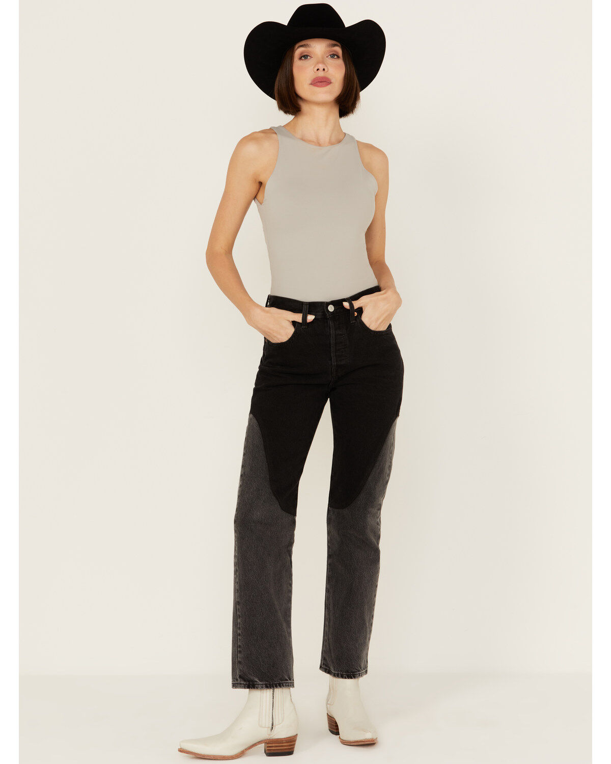 Image #1 - Levi's Premium Women's 501® Original Off To The Ranch High Rise Chap Jeans, Black, hi-res